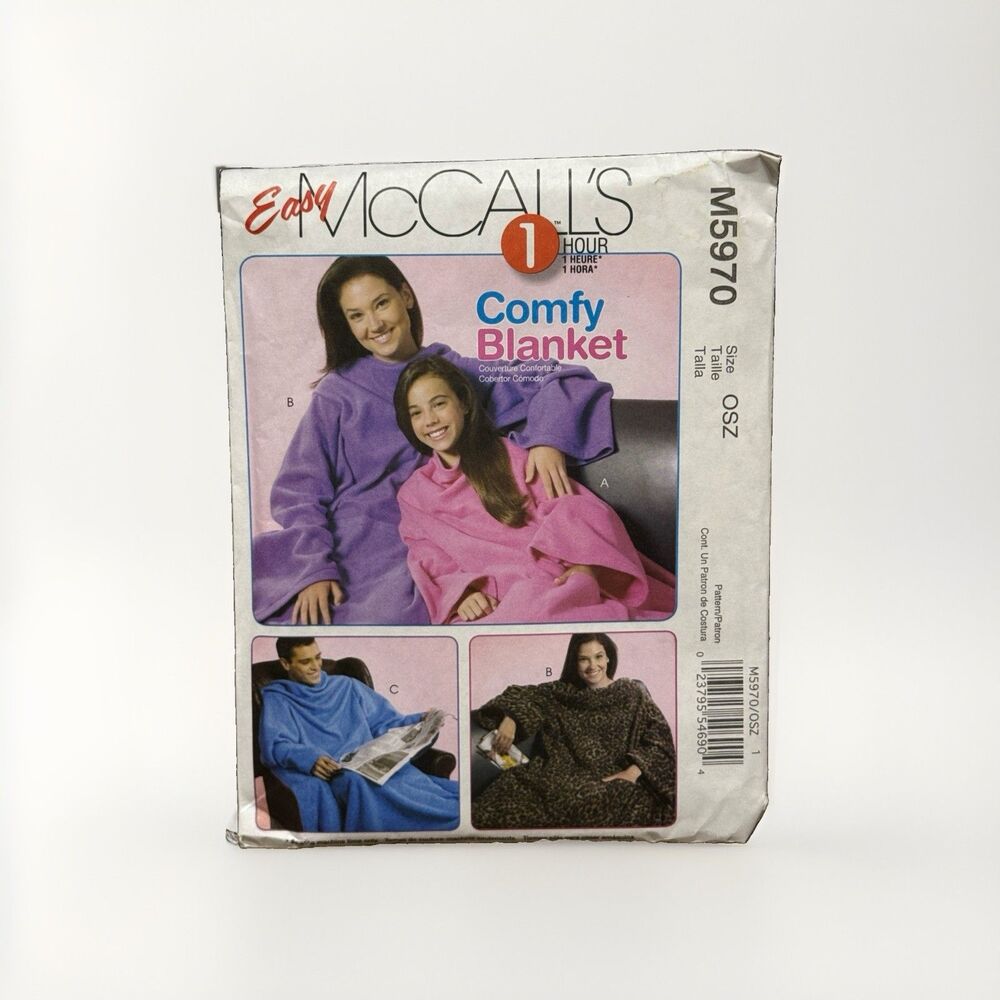 McCall's M5970 Pattern Snuggle Blanket Sleeves Adult One Size Easy